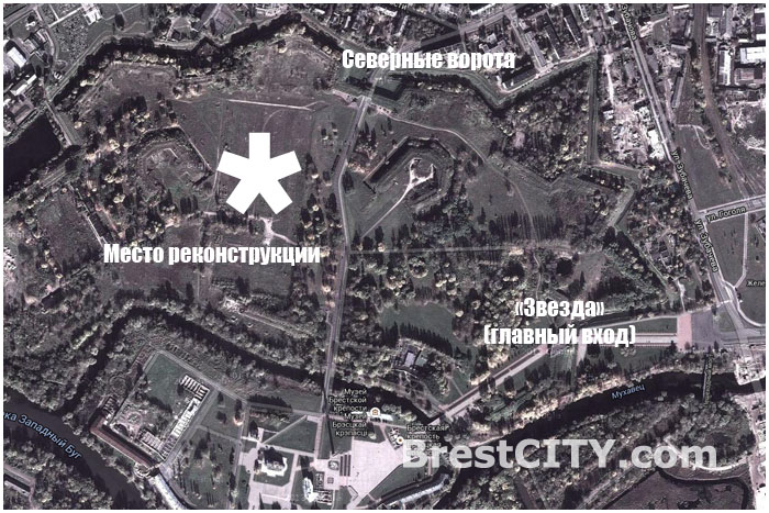 Схема. Место проведения реконструкции в Брестской крепости 22 июня.