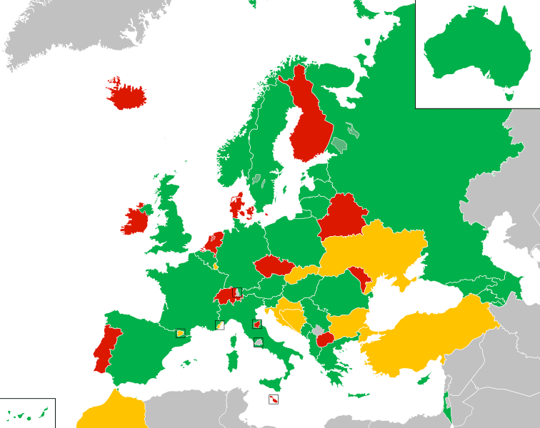 Страны-участники Евровидения 2015. Карта