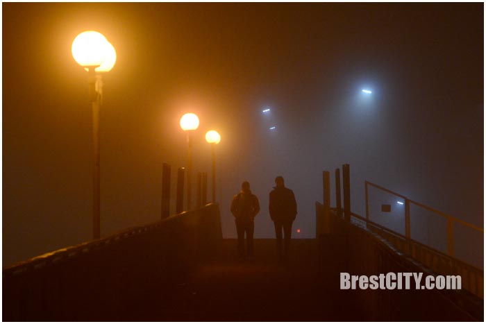 Ночной Брест в тумане. Фото BrestCITY.com