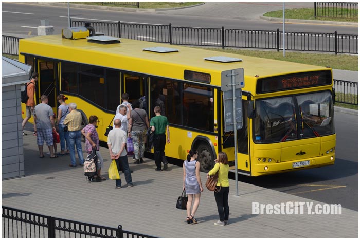 Автобус на остановке в Бресте на пригородном вокзале. Фото BrestCITY.com