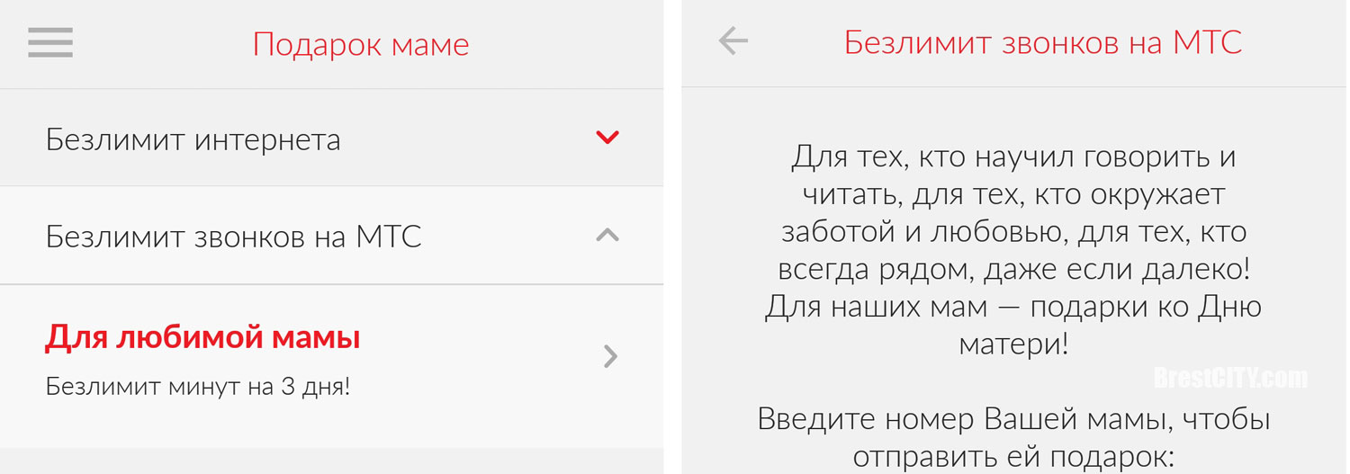МТС дарит абонентам безлимит мегабайт или минут ко Дню матери