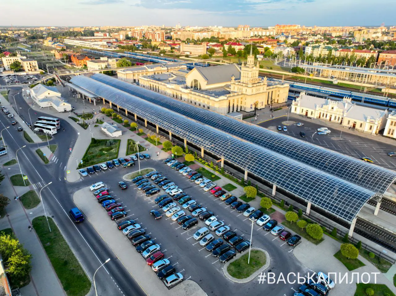 Железнодорожный вокзал города Бреста. Красивые виды с высоты