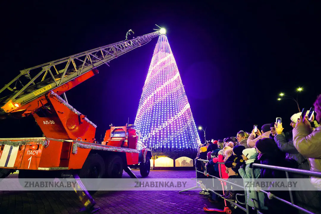 Хоровод Дедов Морозов и космическая елка. В Жабинке прошел "Зимний фест"