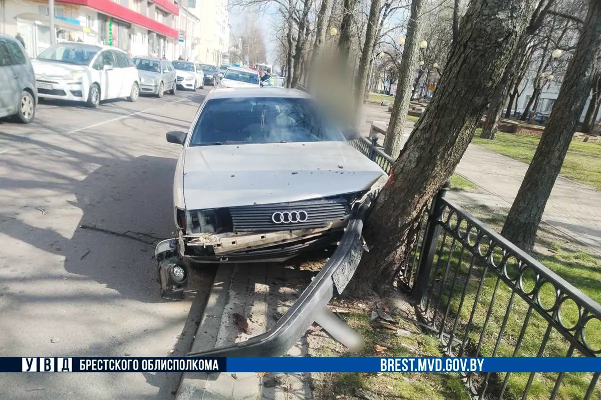 Отказали тормоза. В Бресте Audi врезалась в дерево