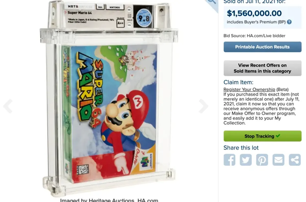 Запечатанный картридж Super Mario Bros. 1985 года продали за рекордные $3 млн