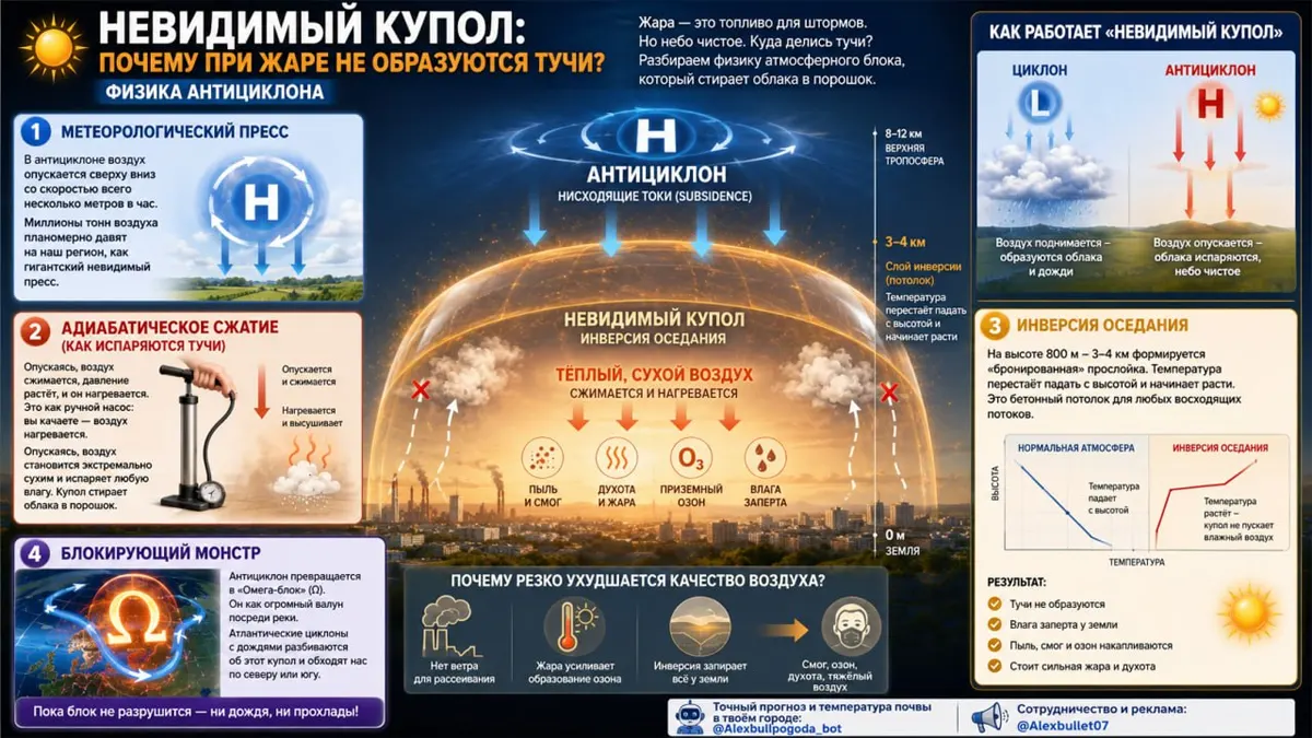 Невидимый купол: Почему при жаре не образуются тучи