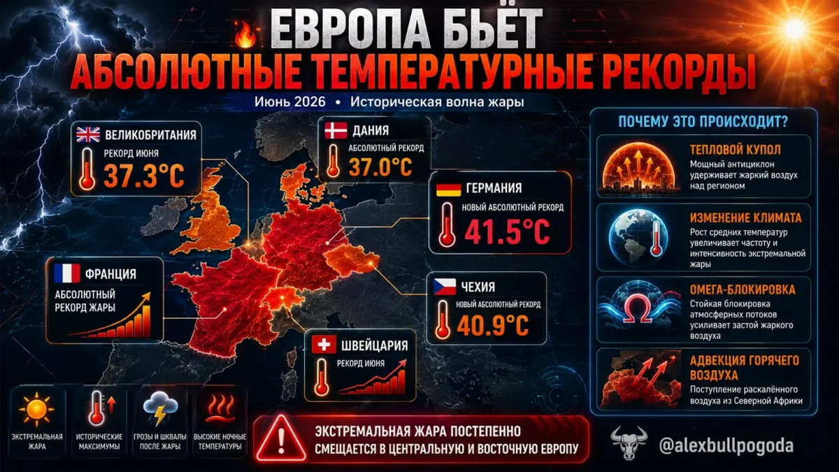 Европа переживает одну из самых мощных волн жары: 40°C и выше