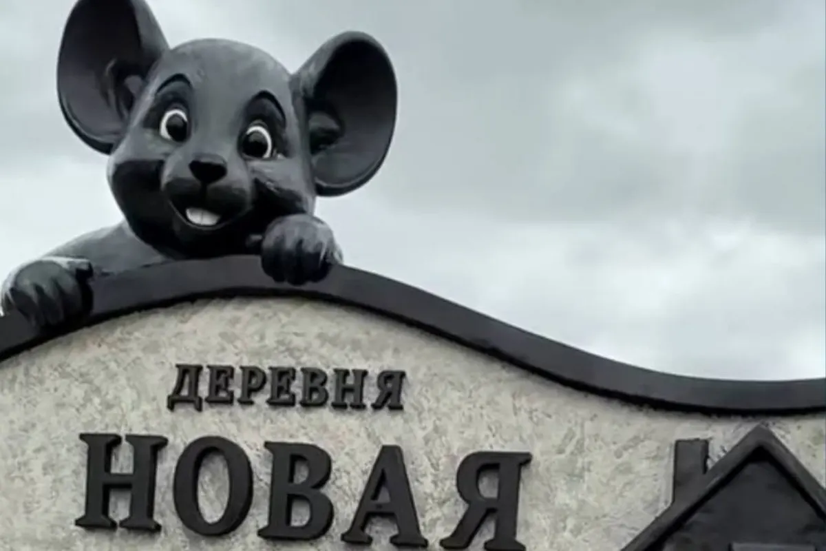 В д. Новая Мышь появился необычный въездной знак