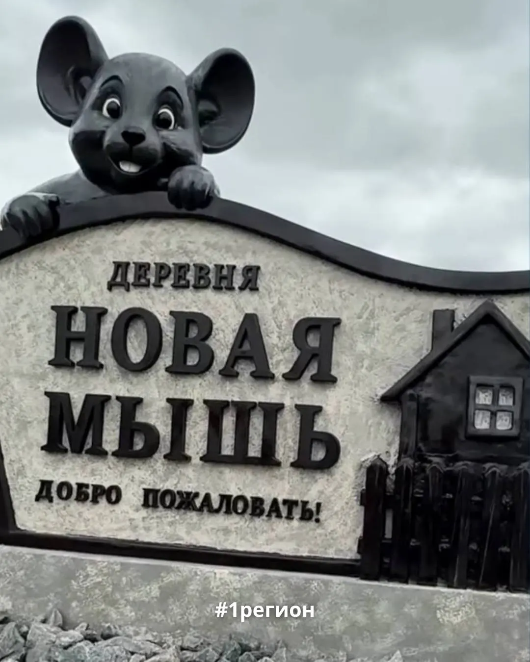 В д. Новая Мышь появился необычный въездной знак